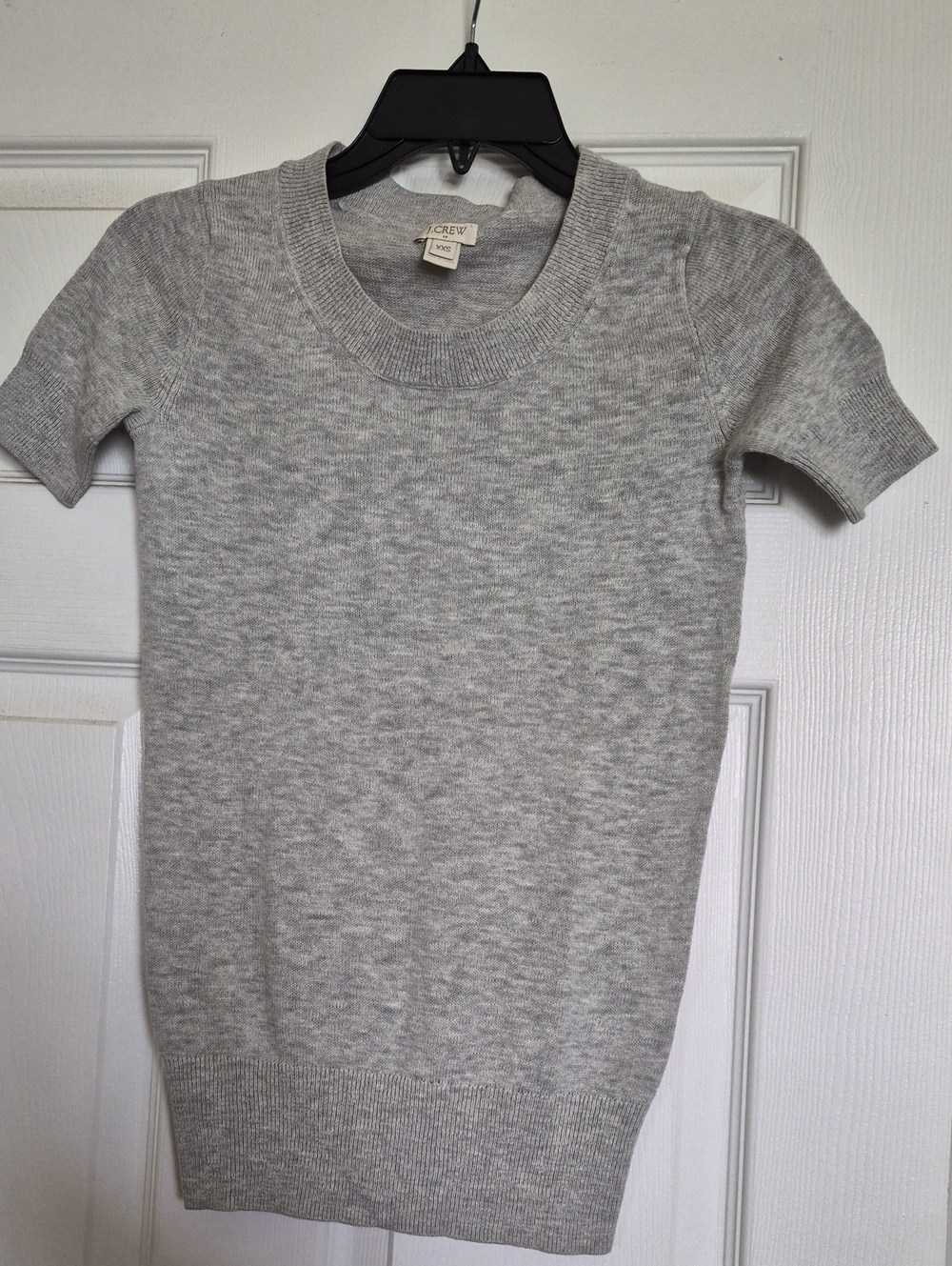 J. Crew Heather Light Gray Short Sleeve Knit Sweater